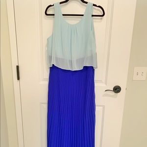 NWT Sangria Teal/Blue Pleated Maxi Dress 14